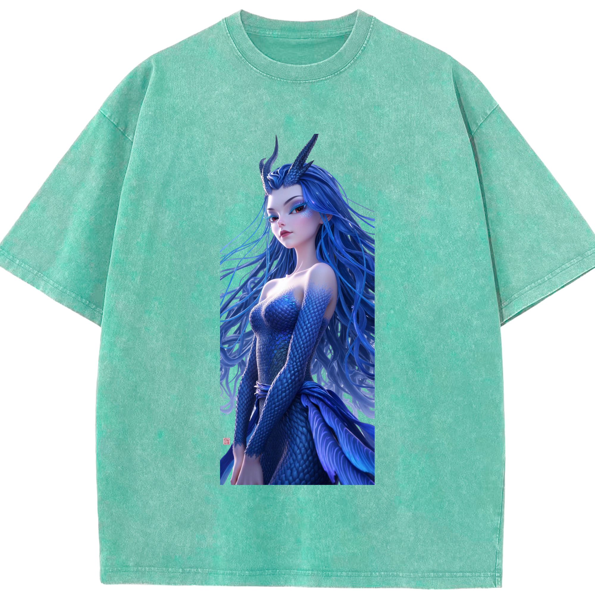 （画像用） Ne Zha 2 ナタ 魔童の大暴れ 綿100% ヴィンテージ風 半袖Tシャツ（フロントプリント）
